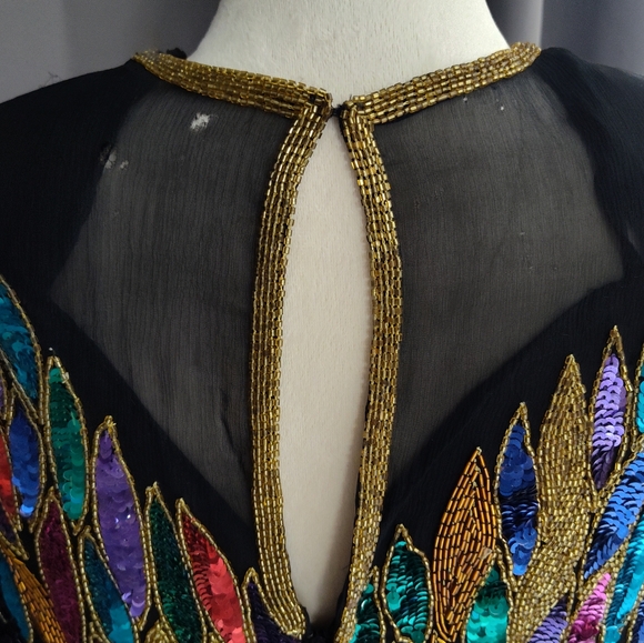 Leslie Fay 80s beaded dress size 8 vintage dress - Picture 10 of 12